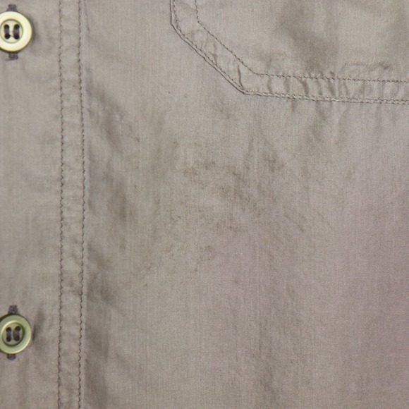 Tibbett Kirk Mens Size Medium Taupe Silk Button Up Shirt Short Sleeve Casual - Picture 5 of 6